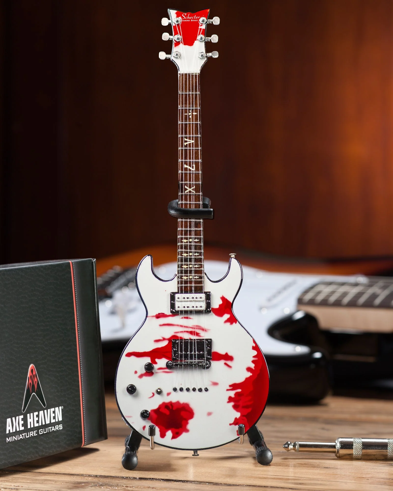 OFFICIALLY LICENSED ZACKY VENGEANCE BLOOD SPLAT SCHECTER MINI GUITAR REPLICA MODEL - AVENGED SEVENFOLD - Image 3