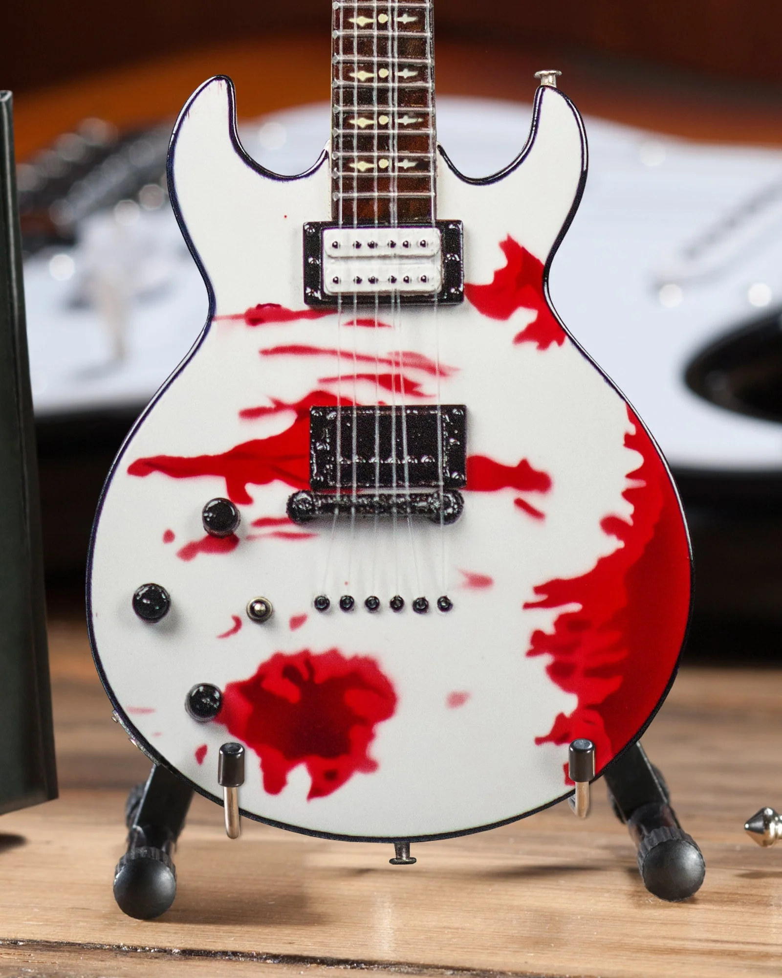 OFFICIALLY LICENSED ZACKY VENGEANCE BLOOD SPLAT SCHECTER MINI GUITAR REPLICA MODEL - AVENGED SEVENFOLD - Image 4