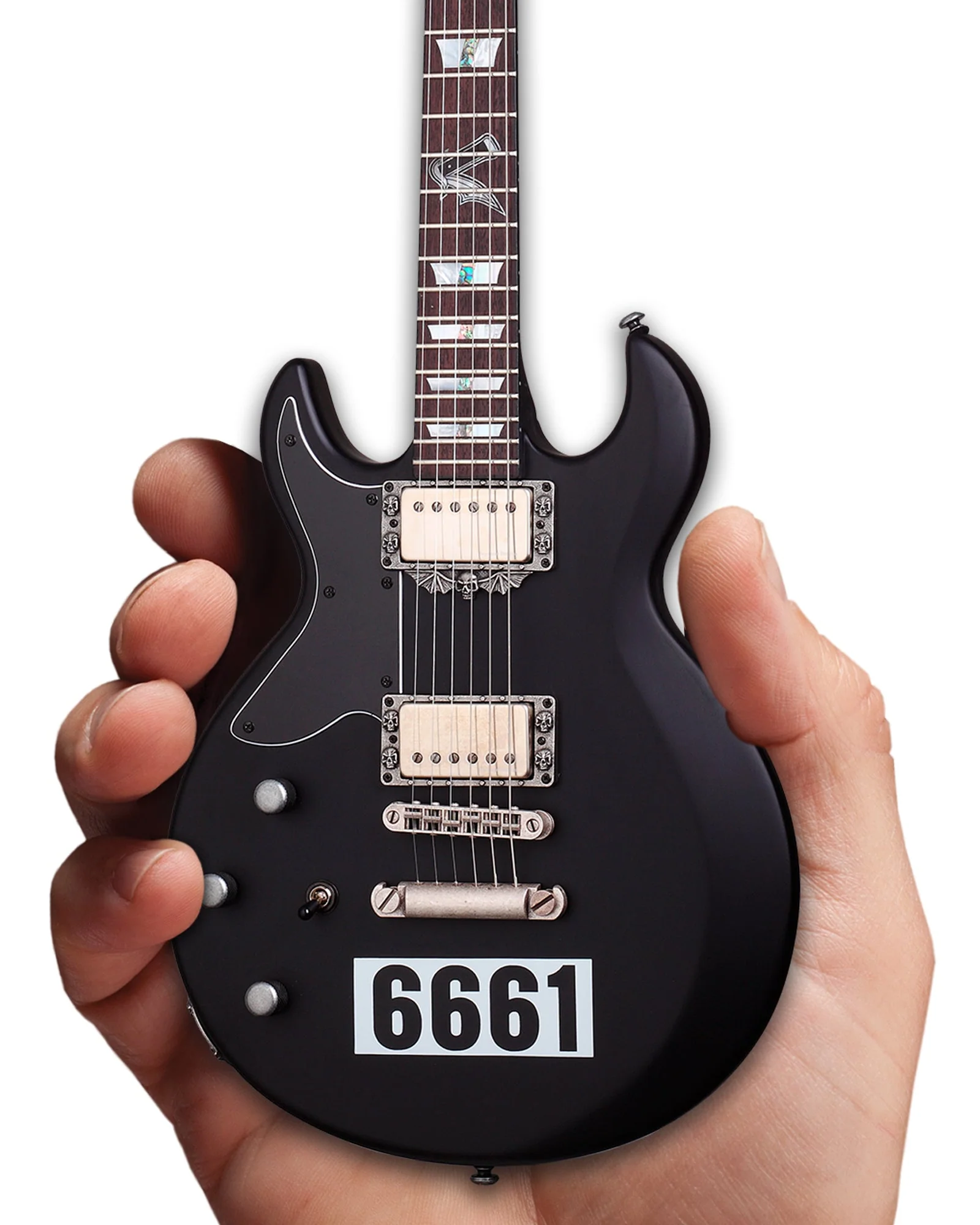 OFFICIALLY LICENSED ZACKY VENGEANCE SATIN BLACK 6661 SCHECTER MINI GUITAR FROM AVENGED SEVENFOLD - Image 3