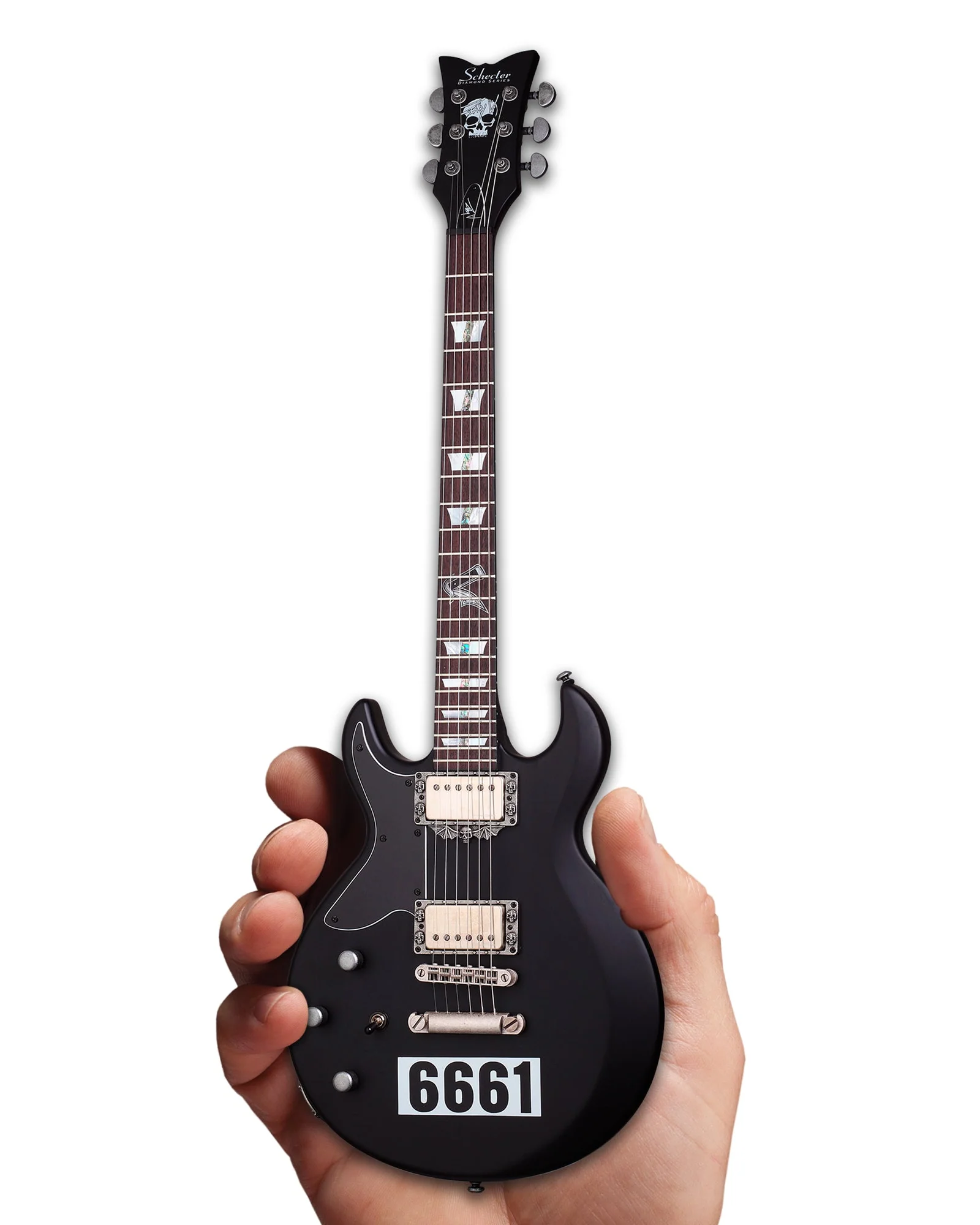 OFFICIALLY LICENSED ZACKY VENGEANCE SATIN BLACK 6661 SCHECTER MINI GUITAR FROM AVENGED SEVENFOLD - Image 7